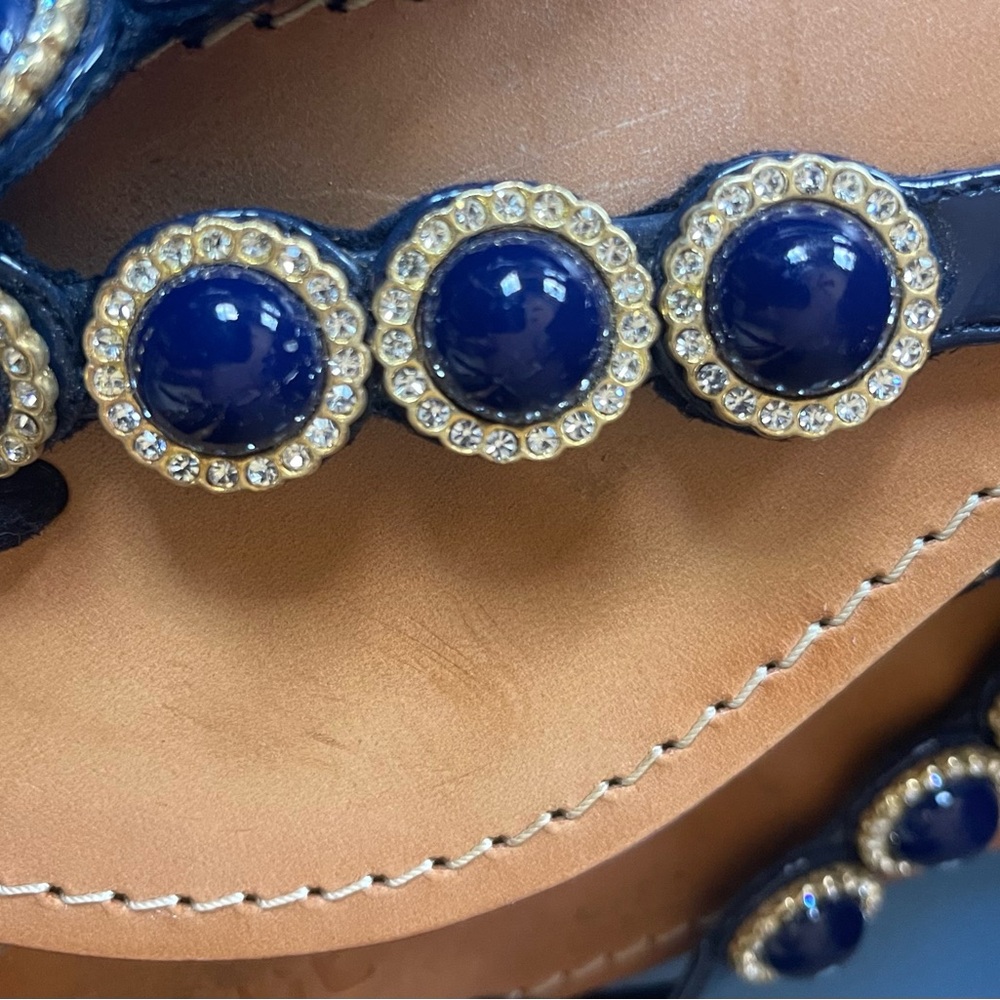 Mystique Boutique Blue and Tan Beaded Sandals - Picture 2 of 4